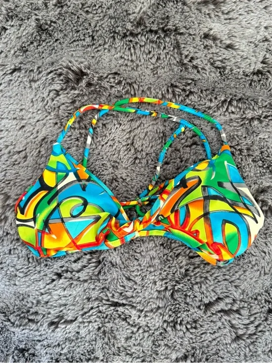y2k graffiti print bikini top - Picture 1 of 4